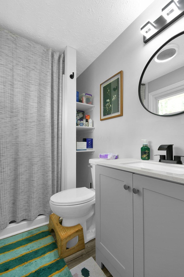 6528 Shenandoah Dr, Reynoldsburg, OH 43068 - bathroom with toilet, vanity, and a textured ceiling