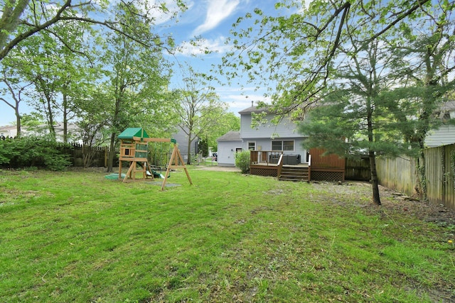 6528 Shenandoah Dr, Reynoldsburg, OH 43068 - view of yard with a playground and a wooden deck