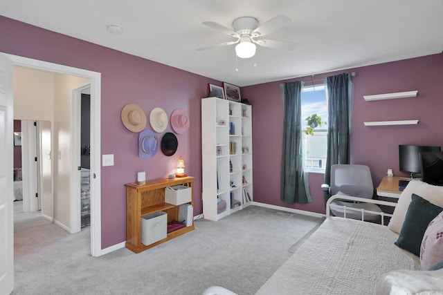 6843 John Dr, Canal Winchester, OH 43110 - bedroom with carpet, baseboards, and ceiling fan