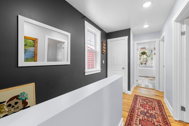 1602 Franklin Ave, Columbus, OH 43205 - hallway with light wood-type flooring, recessed lighting, and baseboards