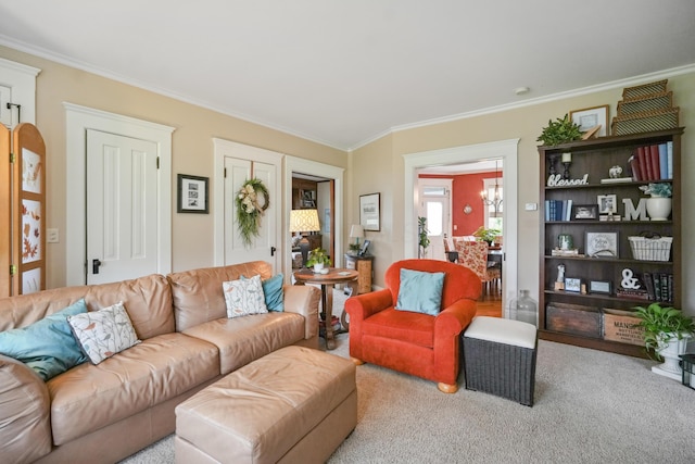 1452 W Cook Rd, Mansfield, OH 44906 - carpeted living room featuring crown molding