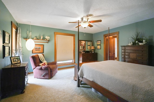 1452 W Cook Rd, Mansfield, OH 44906 - bedroom with carpet floors, a textured ceiling, and a ceiling fan