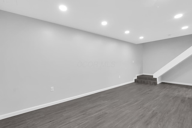 5744 Burcale Dr, Galloway, OH 43119 - below grade area featuring recessed lighting, baseboards, and dark wood finished floors