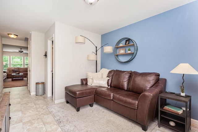 living room with baseboards