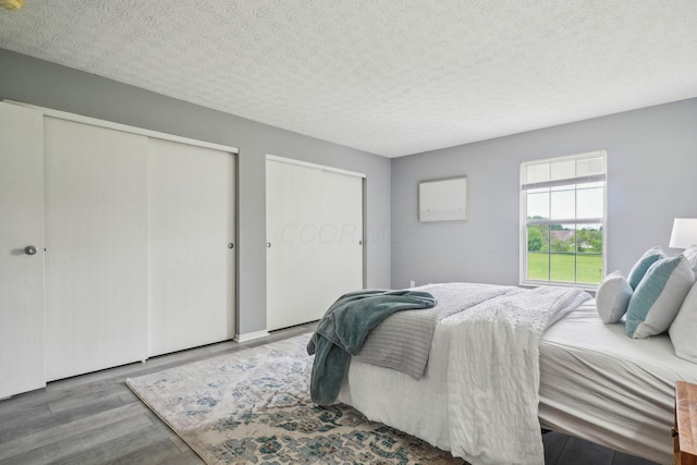 5176 Lodi Dr Unit 26B, Canal Winchester, OH 43110 - bedroom with two closets, wood finished floors, and a textured ceiling