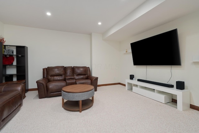 9785 Kingston Cir, Powell, OH 43065 - living area with carpet flooring, baseboards, and recessed lighting
