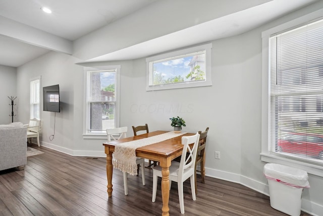 2230 N 4th St, Columbus, OH 43201 - dining room with dark wood-type flooring, baseboards, and recessed lighting