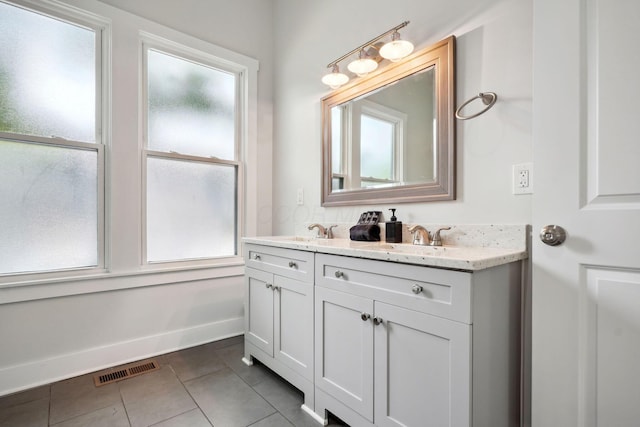 2230 N 4th St, Columbus, OH 43201 - bathroom with tile patterned flooring, plenty of natural light, and double vanity