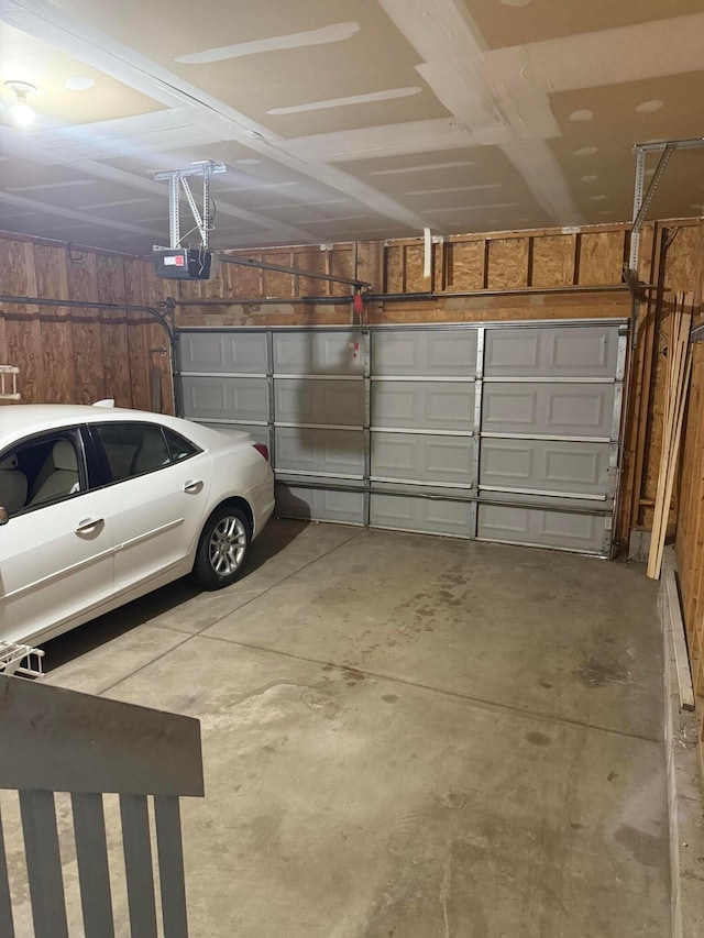 garage with a garage door opener