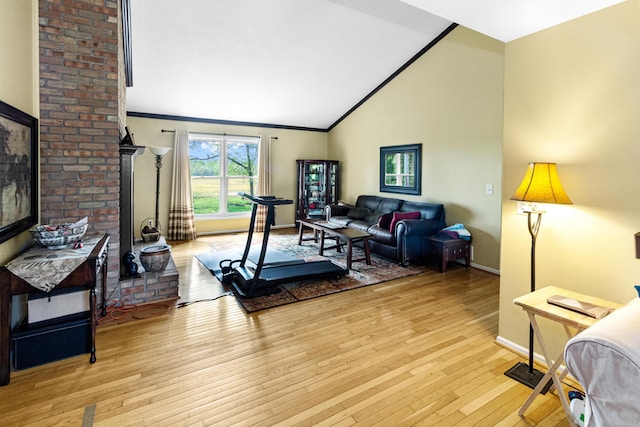 251 Longbranch Dr, Dublin, OH 43017 - living room with vaulted ceiling, hardwood / wood-style floors, and baseboards
