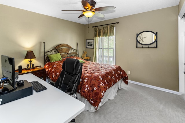 251 Longbranch Dr, Dublin, OH 43017 - bedroom featuring carpet, an office area, baseboards, and a ceiling fan