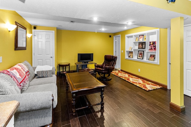 251 Longbranch Dr, Dublin, OH 43017 - living area featuring baseboards, a textured ceiling, wood finished floors, and recessed lighting