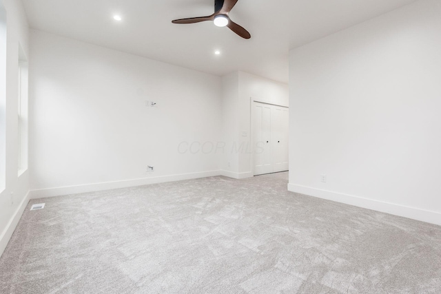 1177 Franklin Ave, Columbus, OH 43205 - spare room with ceiling fan, carpet, recessed lighting, and baseboards