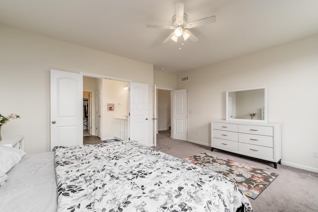 8123 Comstock Ter NW, Pickerington, OH 43147 - bedroom featuring carpet, baseboards, ensuite bathroom, and a ceiling fan