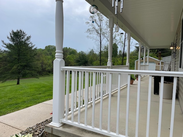 7719 Bear Run Rd, Logan, OH 43138 - view of patio / terrace featuring an outbuilding and a porch