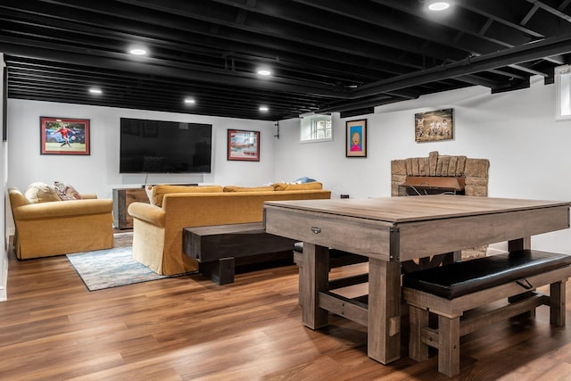 playroom featuring wood finished floors