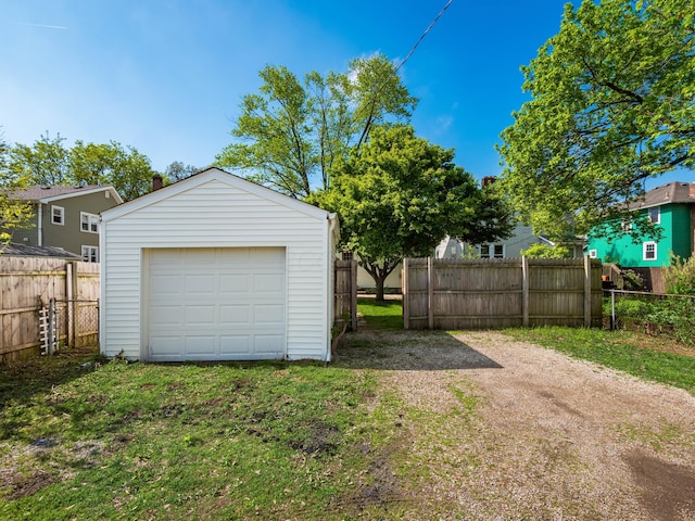 view of detached garage