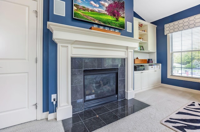 4166 Borge Way, Dublin, OH 43016 - detailed view of a tile fireplace, baseboards, and carpet floors