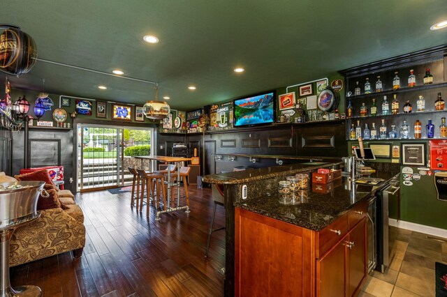 4166 Borge Way, Dublin, OH 43016 - indoor wet bar featuring recessed lighting and wood finished floors
