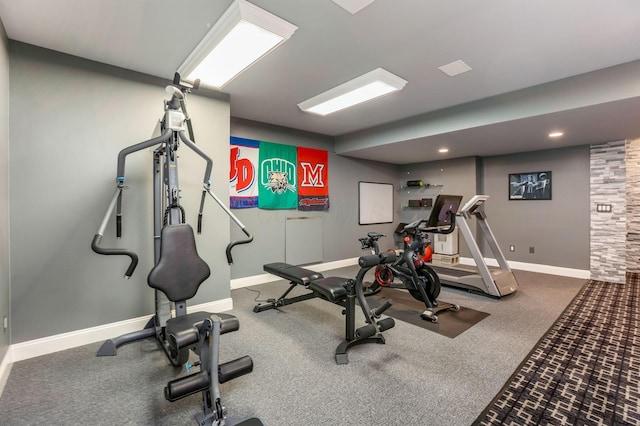 4166 Borge Way, Dublin, OH 43016 - workout room featuring baseboards and recessed lighting