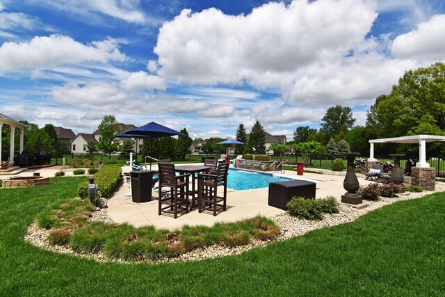 4166 Borge Way, Dublin, OH 43016 - view of pool featuring a yard and a patio area
