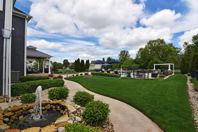 4166 Borge Way, Dublin, OH 43016 - view of grassy yard with a gazebo and a pool
