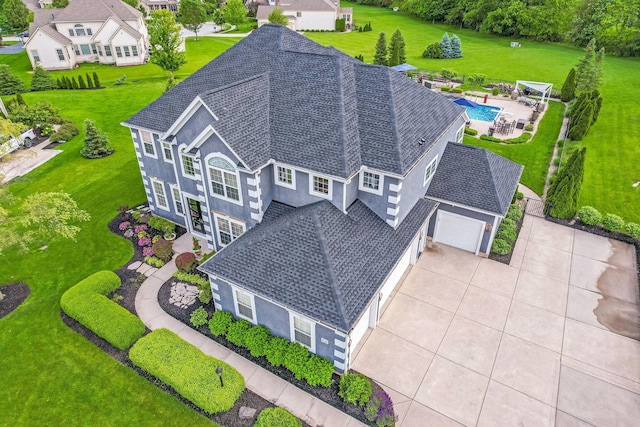 4166 Borge Way, Dublin, OH 43016 - view from above of property with a pool area