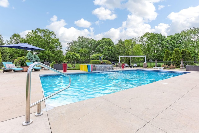 4166 Borge Way, Dublin, OH 43016 - view of swimming pool featuring a patio and view of wooded area
