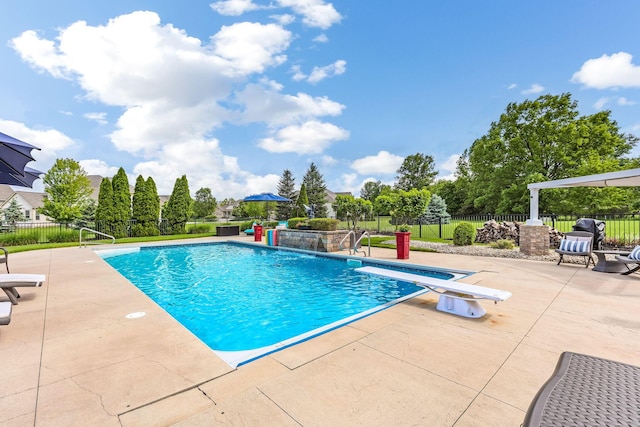 4166 Borge Way, Dublin, OH 43016 - view of swimming pool featuring a patio and a diving board