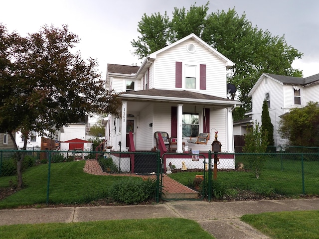 1202 W Mulberry St, Lancaster, OH 43130 - view of front of property with covered porch and a gate