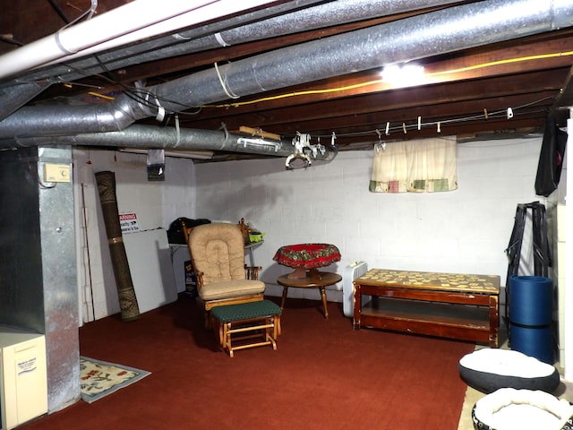 1202 W Mulberry St, Lancaster, OH 43130 - below grade area with washer / dryer, carpet floors, and heating unit