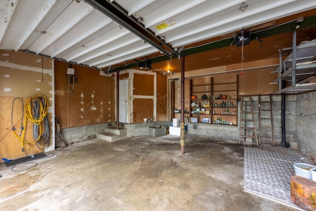 garage with a garage door opener