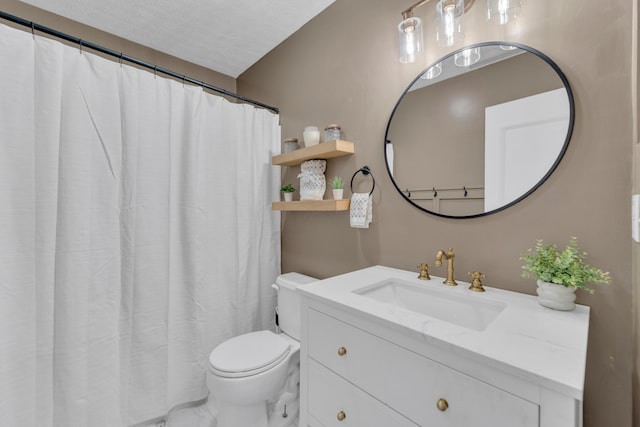 bathroom featuring toilet, vanity, and marble finish floors