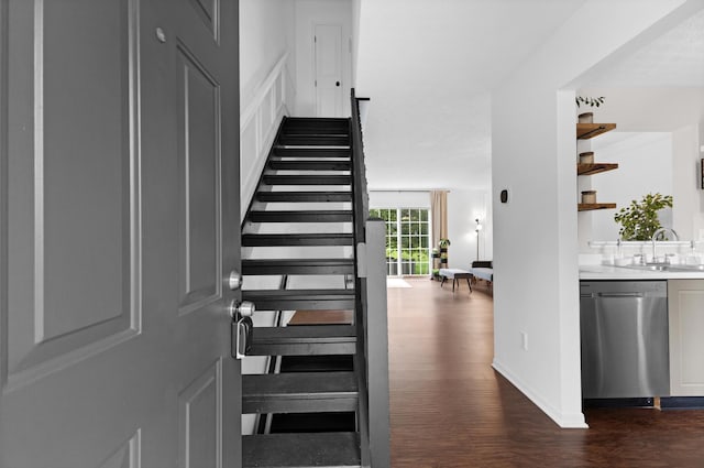 4102 Blendon Way Dr, Columbus, OH 43230 - stairs with wood finished floors
