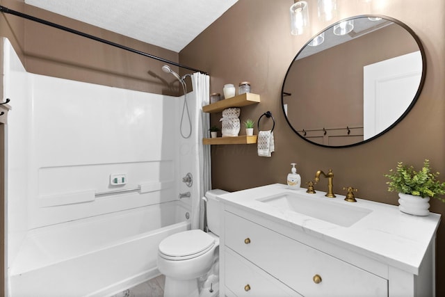 4102 Blendon Way Dr, Columbus, OH 43230 - full bathroom with vanity, shower / bath combo with shower curtain, and marble finish flooring