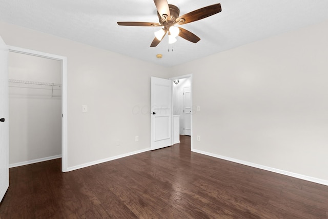 4102 Blendon Way Dr, Columbus, OH 43230 - unfurnished bedroom featuring dark wood-style floors, a ceiling fan, and a closet