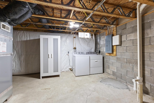 4102 Blendon Way Dr, Columbus, OH 43230 - unfinished below grade area with washer and clothes dryer and electric panel