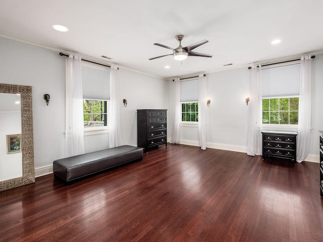 10 Park Dr, Columbus, OH 43209 - unfurnished room with a ceiling fan, plenty of natural light, wood finished floors, baseboards, and recessed lighting