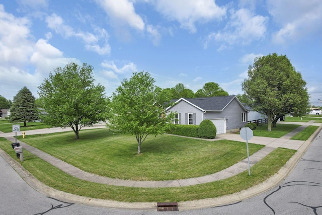 11708 Broad St, Millersport, OH 43046 - view of front of house with driveway, an attached garage, and a front yard