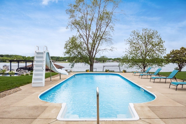 1380 E Choctaw Dr, London, OH 43140 - view of swimming pool with a water slide and a patio