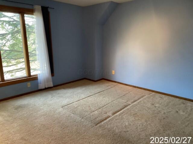empty room featuring carpet flooring, plenty of natural light, and baseboards