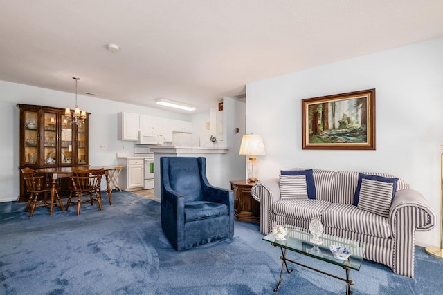 2412 Warm Springs Dr, Hilliard, OH 43026 - carpeted living room with a chandelier