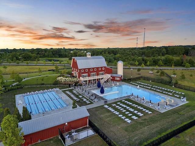 community pool with view of scattered trees