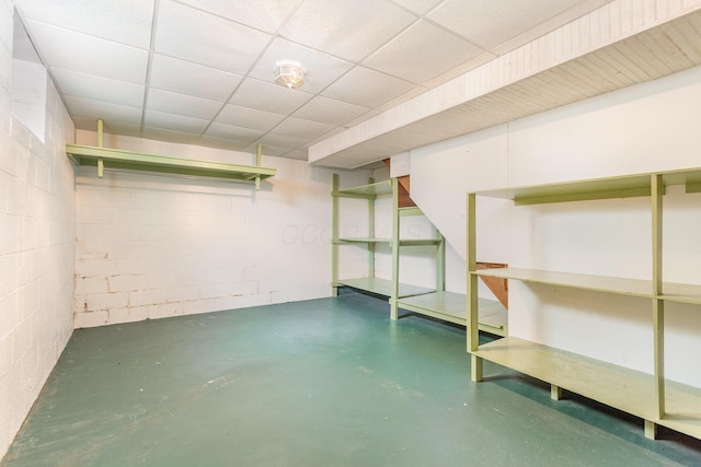 26976 Jackson Rd, Circleville, OH 43113 - finished below grade area featuring concrete block wall and a paneled ceiling