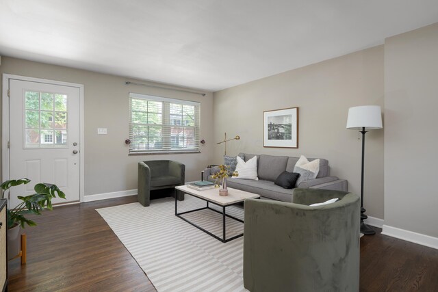1809 NW Ct Unit E, Columbus, OH 43212 - living area with dark wood finished floors and healthy amount of natural light