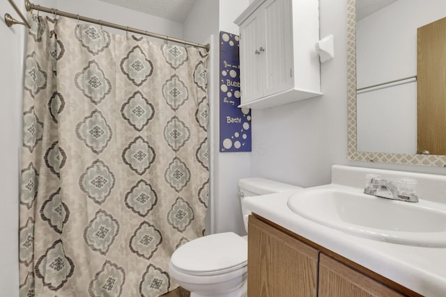 4292 Nipigon Dr, Columbus, OH 43207 - full bath with toilet, vanity, a textured ceiling, and curtained shower