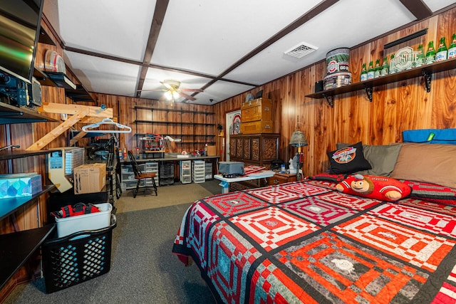 1150 Bahama Dr, Marion, OH 43302 - carpeted bedroom featuring wooden walls