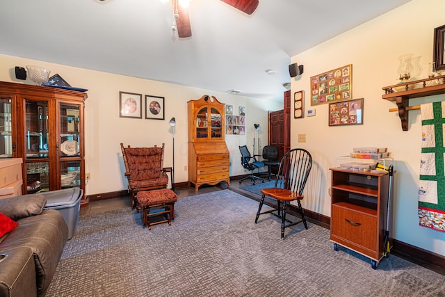 1150 Bahama Dr, Marion, OH 43302 - living room with baseboards, ceiling fan, and carpet floors