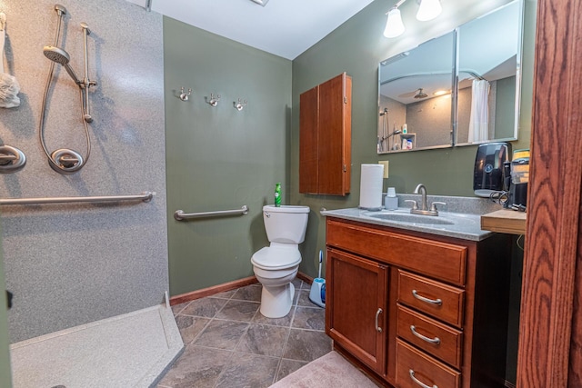 1150 Bahama Dr, Marion, OH 43302 - full bath with a shower, tile patterned flooring, toilet, vanity, and baseboards