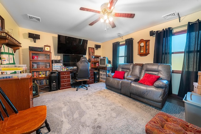 1150 Bahama Dr, Marion, OH 43302 - carpeted home office with ceiling fan